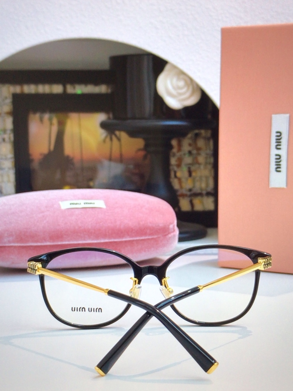Miu Miu Black and Gold Round Women's Eyeglasses - Picture 4 of 4